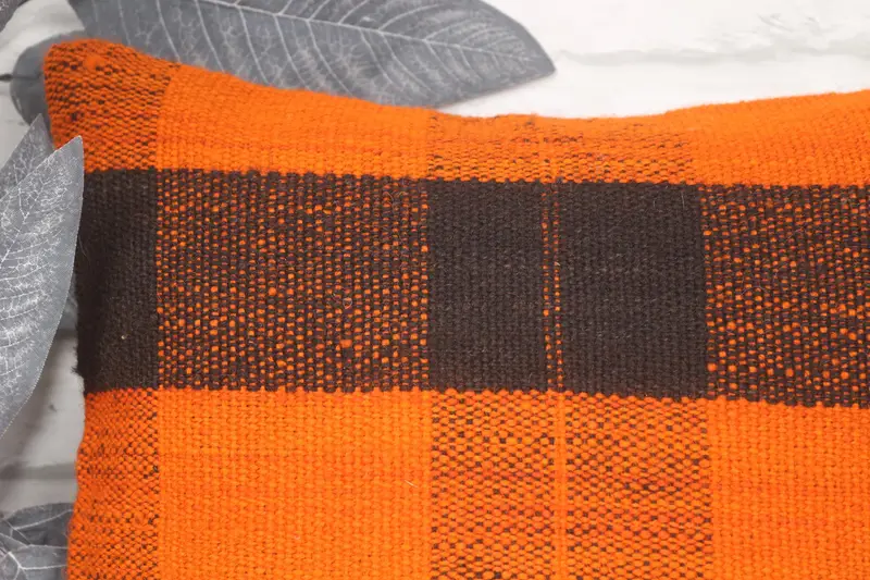Almohada de lanzamiento de kilim vintage, almohada de regalo, cubierta de cojín tejida a mano, cubierta de cojín de naranja 14x14, almohada de kilim, cojín de tiro al aire libre, almohada - 2