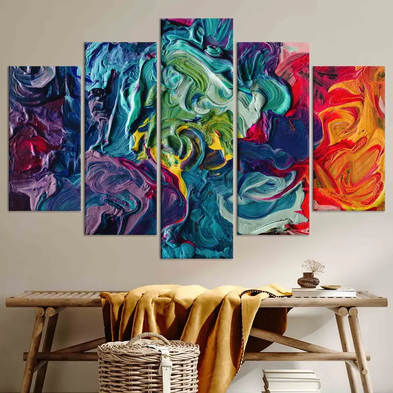 Contemporary Colorful Oil Art: Printed Canvas for Elegant Decor