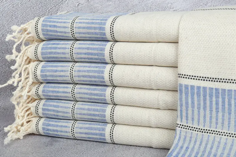 Monogrammed Kitchen Towel Handwoven Dish Towel Sax Blue Towel, 20x40 Inches