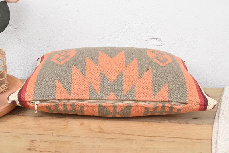 Turkish Pillow, Pillow, Armchair Cushion Case, 12x20 Orange Pillow Cover, Vintage Pillow, Interior Designer Pillow, Handmade Pillow Cover - 5
