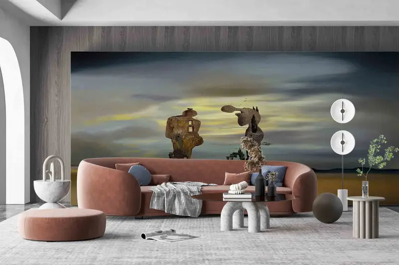 Salvador Dali Digital Paper, Archeological Reminiscence Wall Decals, Archeological Reminiscence Millet's Angelus Wall Art, 3D Origami, - 4