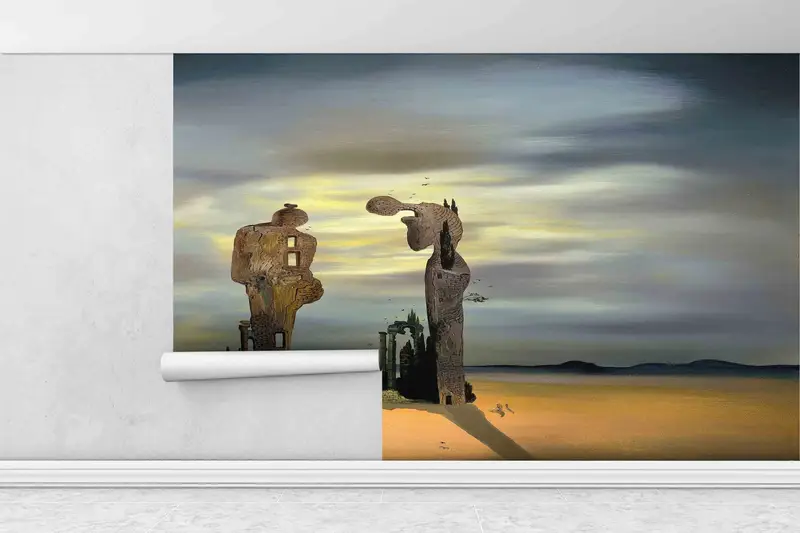 Salvador Dali Digital Paper, Archeological Reminiscence Wall Decals, Archeological Reminiscence Millet's Angelus Wall Art, 3D Origami, - 5