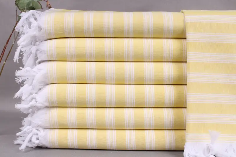 Beach Towel Personalized Turkish Cotton Yellow Stripes, 40x71 Inches
