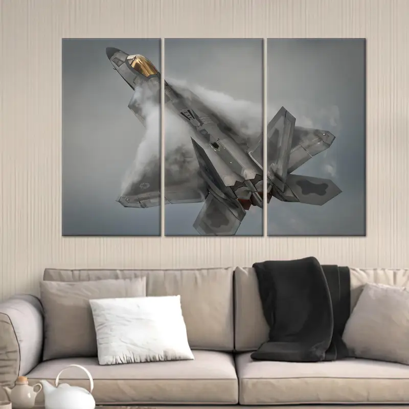 Loft veya Man Cave için F-22 Raptor Uçağı Kanvas Tablo