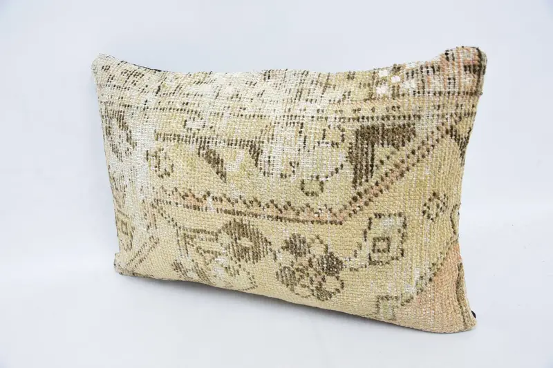 Antique Pillows, Farmhouse Cushion, 16x24 Beige Cushion, Pillow for Couch, Kilim Cushion Sham, Cushion, Pastel Pillow Case - 4