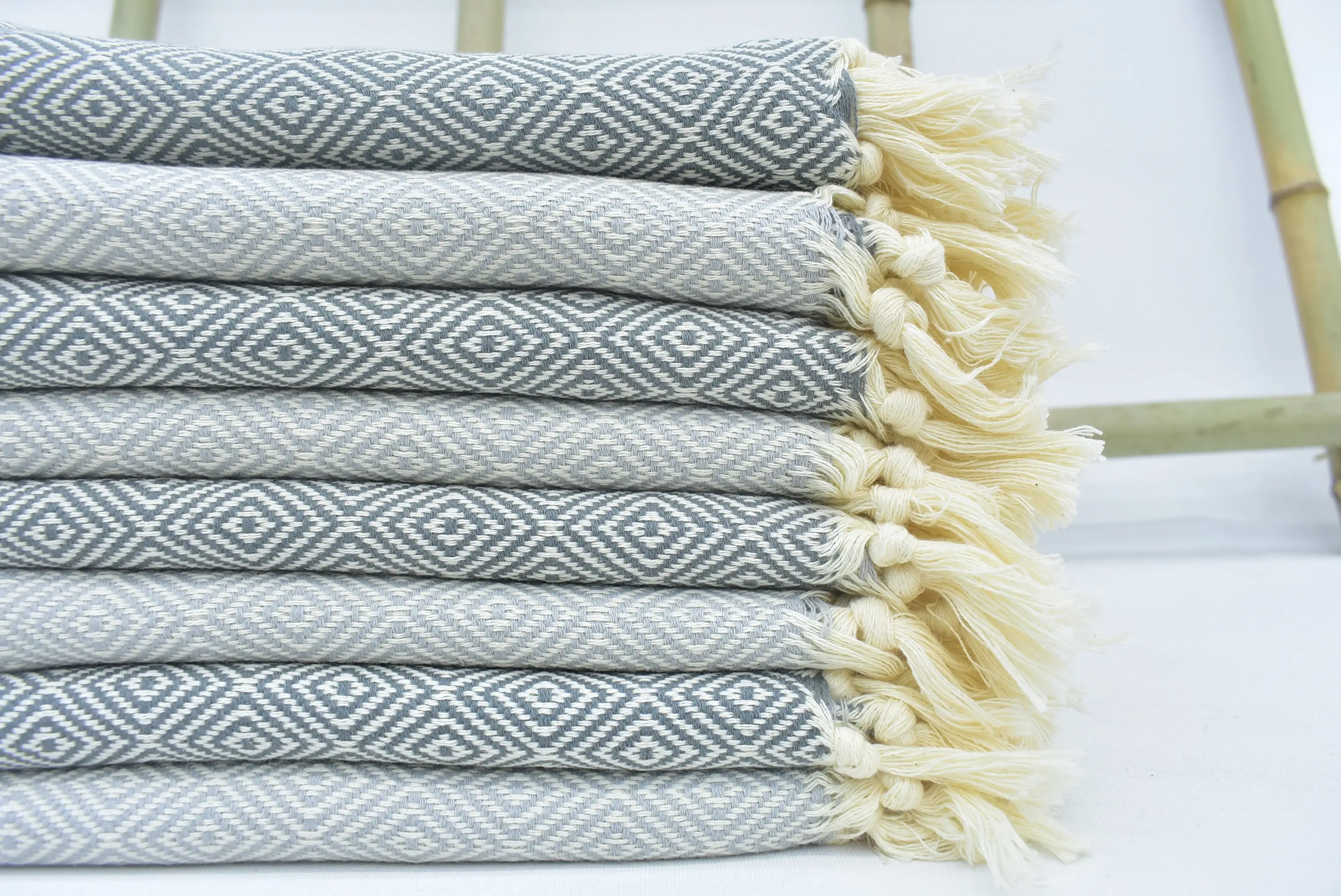 Personalized Gray Diamond Hand Towel, Organic Cotton, 40x18 Inches - 1
