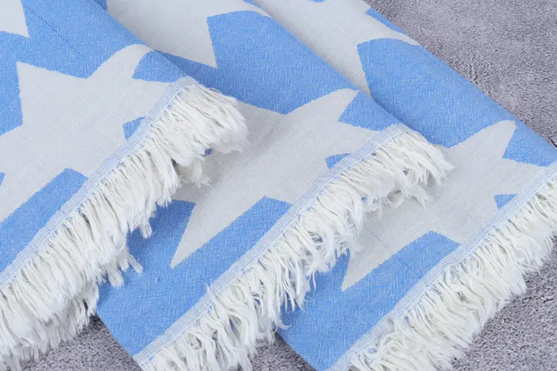 Thin towel, Embroidery Towels, Turkish Bath Towel USA, Housewarming Gift, Turkish bath towel, 68x36 Cotton Star Design Towel, Oversized Beach Towel - 6