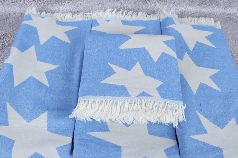 Thin towel, Embroidery Towels, Turkish Bath Towel USA, Housewarming Gift, Turkish bath towel, 68x36 Cotton Star Design Towel, Oversized Beach Towel - 5