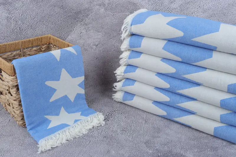 Thin towel, Embroidery Towels, Turkish Bath Towel USA, Housewarming Gift, Turkish bath towel, 68x36 Cotton Star Design Towel, Oversized Beach Towel - 4