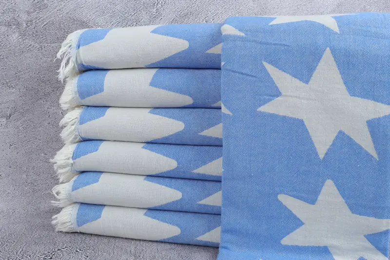 Thin towel, Embroidery Towels, Turkish Bath Towel USA, Housewarming Gift, Turkish bath towel, 68x36 Cotton Star Design Towel, Oversized Beach Towel - 2