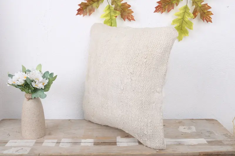 Vintage Kilim Throw Pillow, Boho Pillow, Cushion Cover, Accent Pillow Case, One Of A Kind Cushion Cover, Kilim Cushion Sham, 14x14 White Cushion - 4