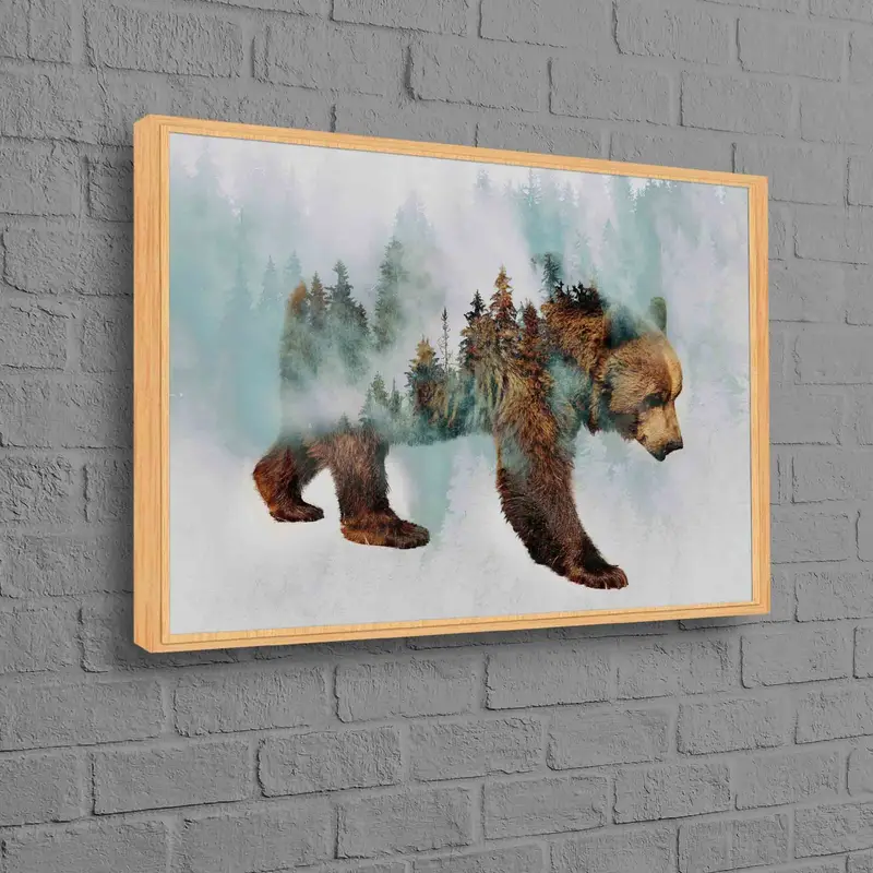 トレンディなクマの抽象的な森の保育園キャンバス プリント - ロフト装飾