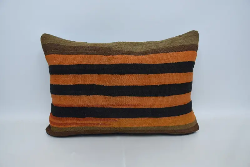 Throw Gift Euro Sham, Striped Room Makeover Orange Pillow Case - 1