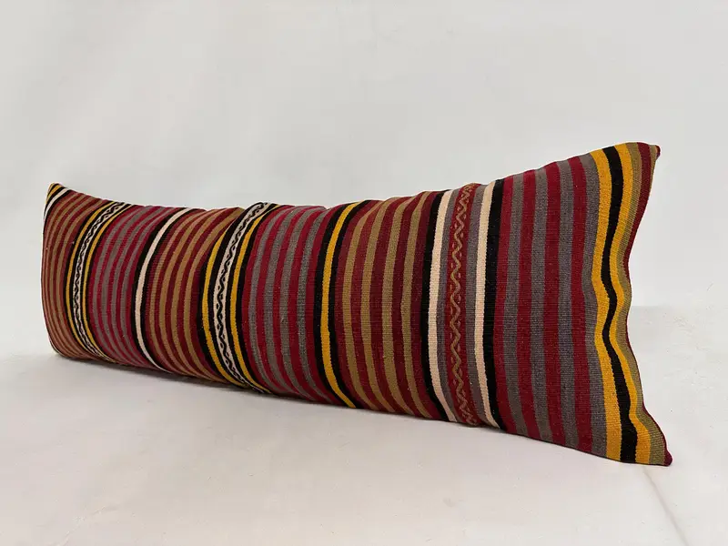 Ethnical Kilim Rug Pillow, Pillow Sham, Outdoor Cushion Cover, Pillow for Couch, Kilim Pillow Cover, Yoga Cushion, 16x48 Red Pillow Cover - 4