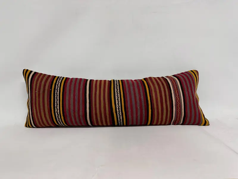 Ethnical Kilim Rug Pillow, Pillow Sham, Outdoor Cushion Cover, Pillow for Couch, Kilim Pillow Cover, Yoga Cushion, 16x48 Red Pillow Cover - 1
