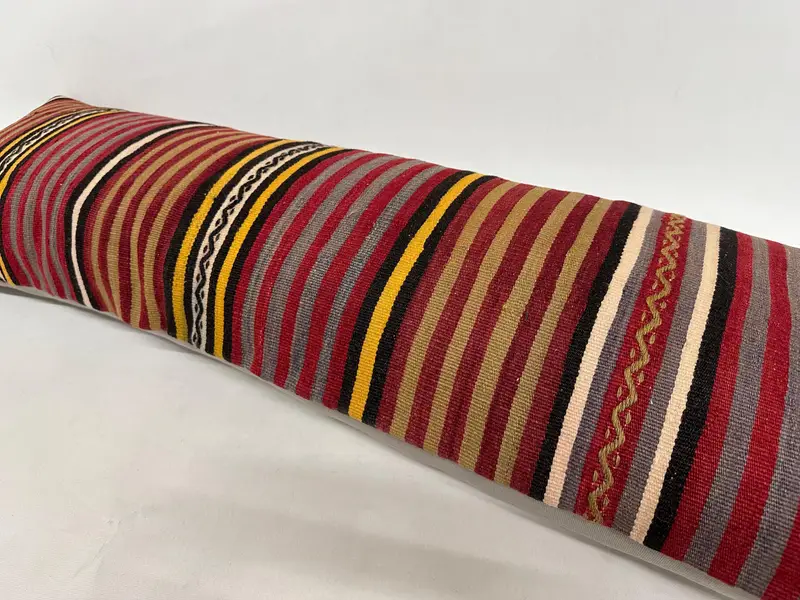 Ethnical Kilim Rug Pillow, Pillow Sham, Outdoor Cushion Cover, Pillow for Couch, Kilim Pillow Cover, Yoga Cushion, 16x48 Red Pillow Cover - 6