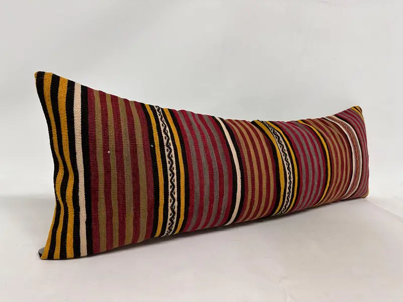 Ethnical Kilim Rug Pillow, Pillow Sham, Outdoor Cushion Cover, Pillow for Couch, Kilim Pillow Cover, Yoga Cushion, 16x48 Red Pillow Cover - 3