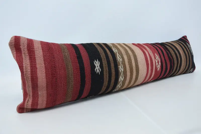 Pillow Case, Turkish Pillow, Tapestry Cushion Cover, Kilim Pillow Cover, 12x48 Red Pillow Case, Vintage Kilim Pillow, Boho Chic Cushion - 3
