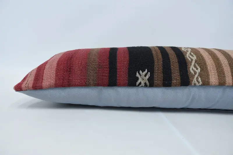 Pillow Case, Turkish Pillow, Tapestry Cushion Cover, Kilim Pillow Cover, 12x48 Red Pillow Case, Vintage Kilim Pillow, Boho Chic Cushion - 5
