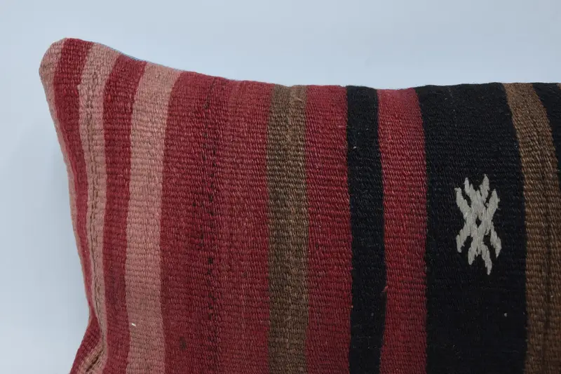 Pillow Case, Turkish Pillow, Tapestry Cushion Cover, Kilim Pillow Cover, 12x48 Red Pillow Case, Vintage Kilim Pillow, Boho Chic Cushion - 2