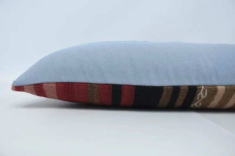 Pillow Case, Turkish Pillow, Tapestry Cushion Cover, Kilim Pillow Cover, 12x48 Red Pillow Case, Vintage Kilim Pillow, Boho Chic Cushion - 6