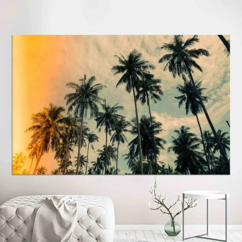 モダンな海岸ヤシの木プリントキャンバス - トレンディなウォールアート