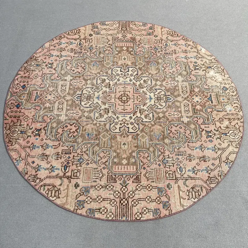 Zarif Bej İran Halısı, 4,8x4,8 ft Bej ve Kahverengi