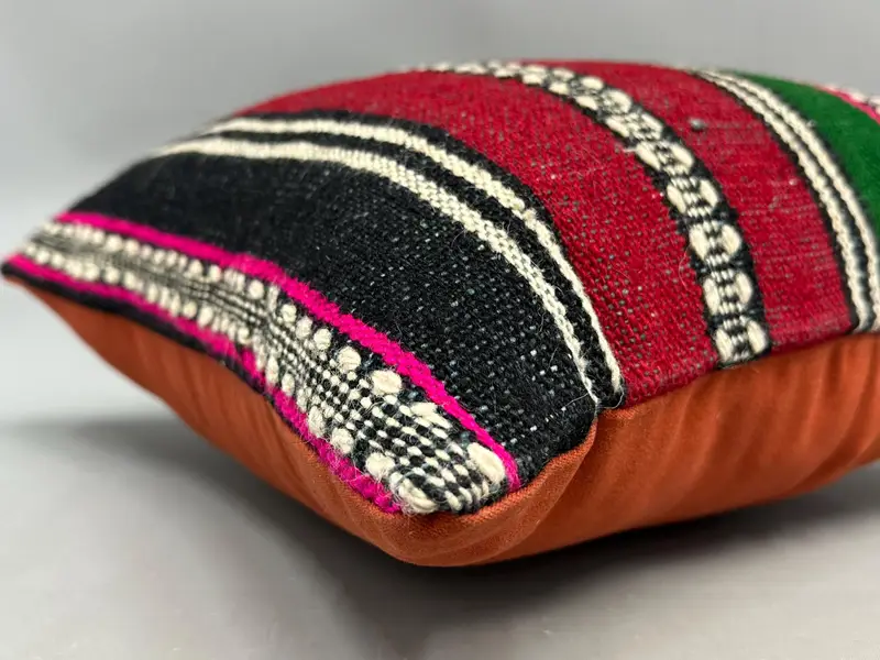 Boho Pillow Sham Cover, Vintage Kilim Pillow, Pillow Sham, Vintage Throw Cushion, Handmade Kilim Cushion, 18x18 Green Pillow Cover - 6