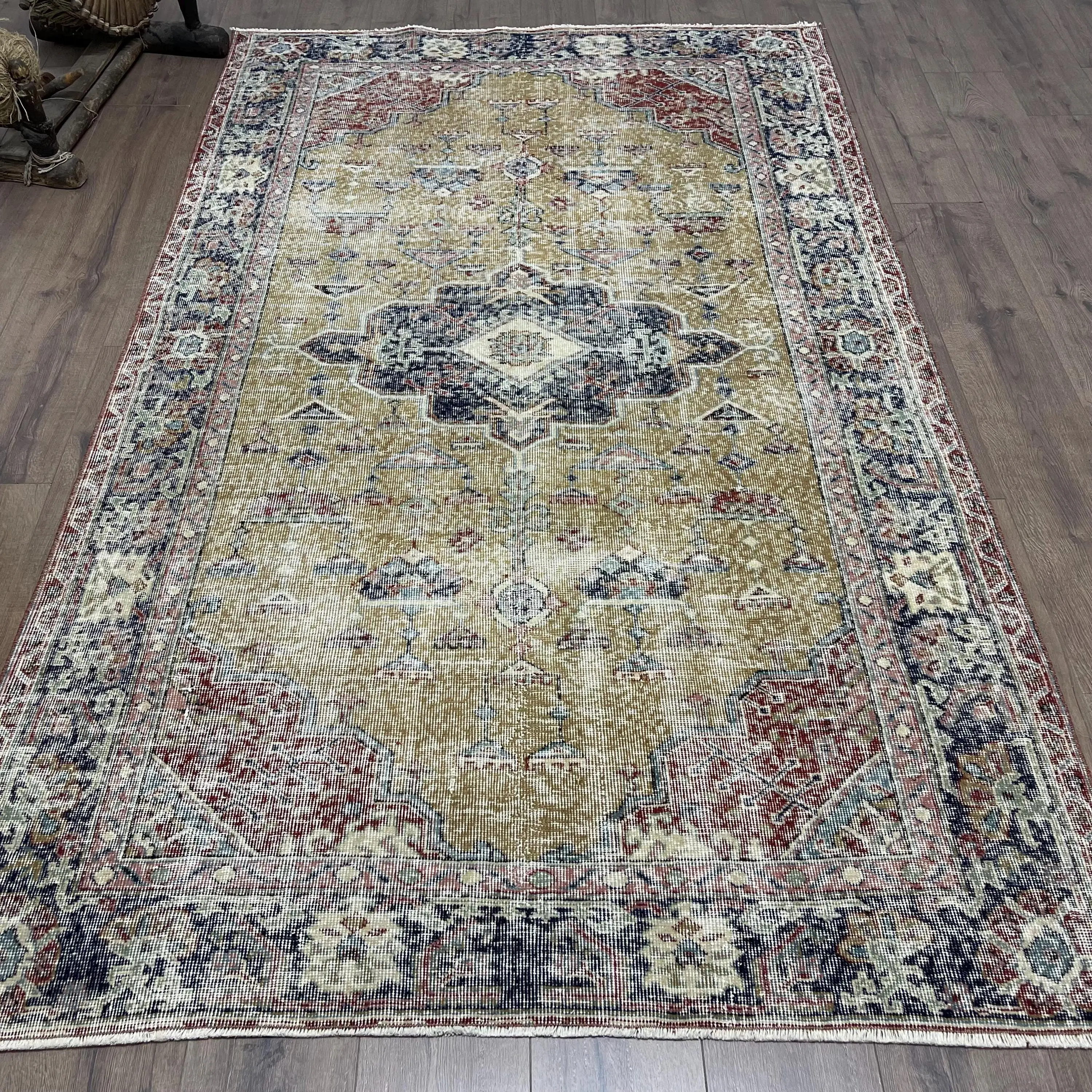 4,8x7,9 ft türkischer Teppich, Vintage-Teppich, roter Ikat-Teppich - 1