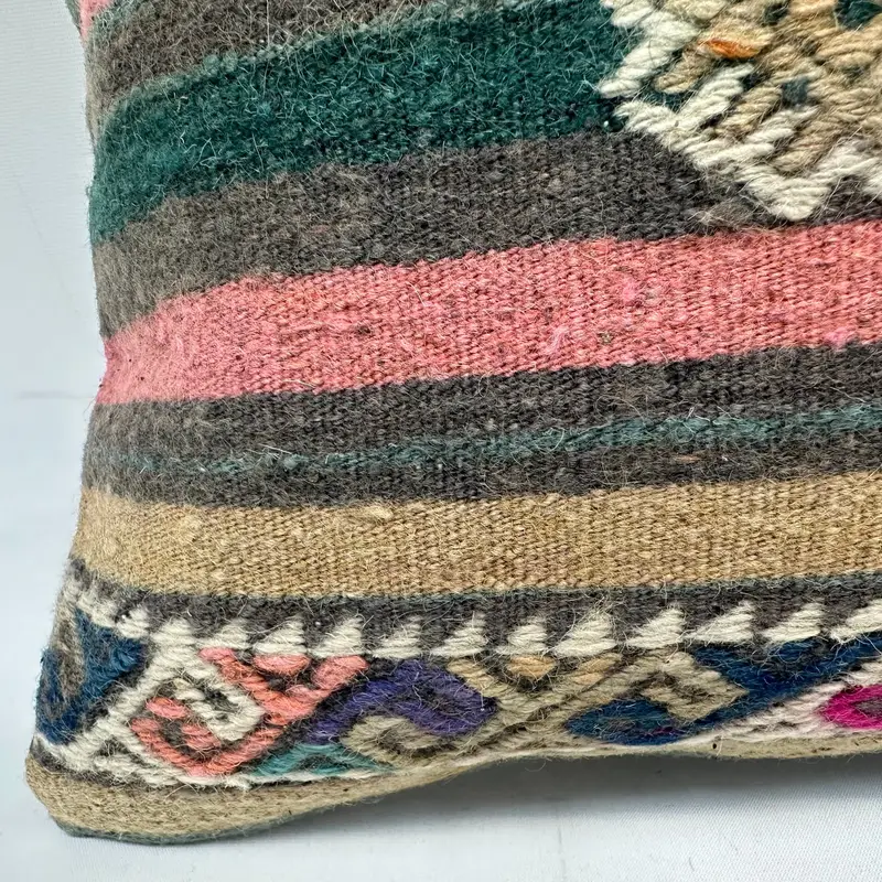16x16 Green Cushion Case, Throw Kilim Pillow, Vintage Pillow, Turkish Pillow, Lounge Throw Cushion Cover, Cushion Cover, Comfy Throw Pillow - 4