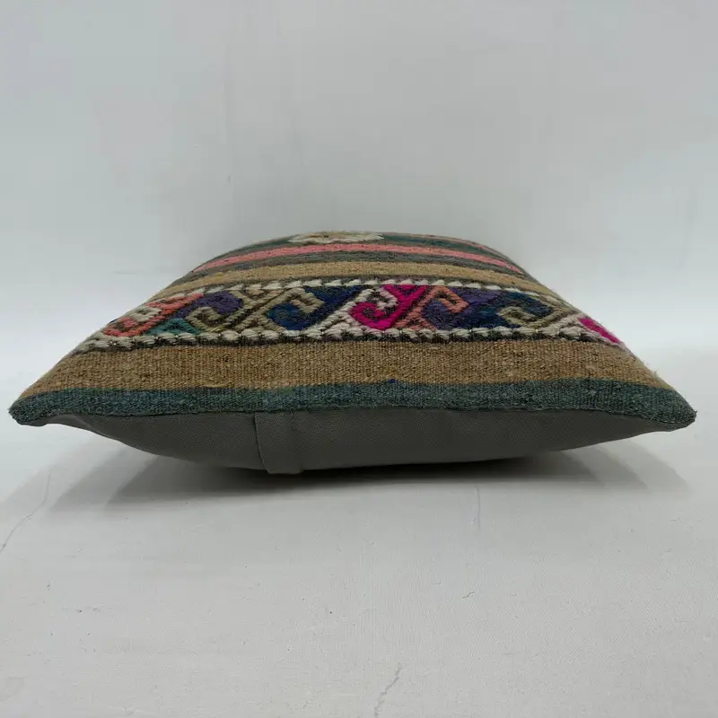 16x16 Green Cushion Case, Throw Kilim Pillow, Vintage Pillow, Turkish Pillow, Lounge Throw Cushion Cover, Cushion Cover, Comfy Throw Pillow - 5