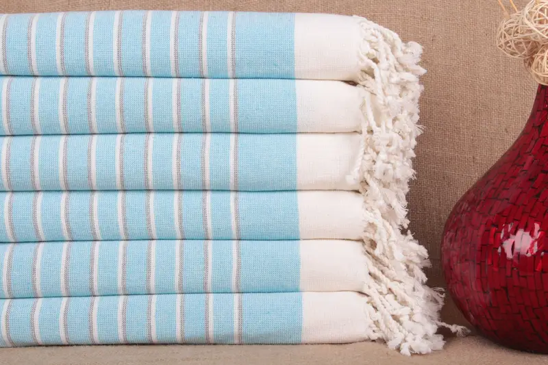 Turkish Bath Towel Personalized Striped Beige, 39x65 Inches