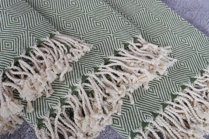Luxury Turkish beach towel with fringe, Turkish Towel USA, Bachelorette Party Favors, Memorial Gift, 74x40 Cotton Diamond Towel, Turkish beach towel - 5