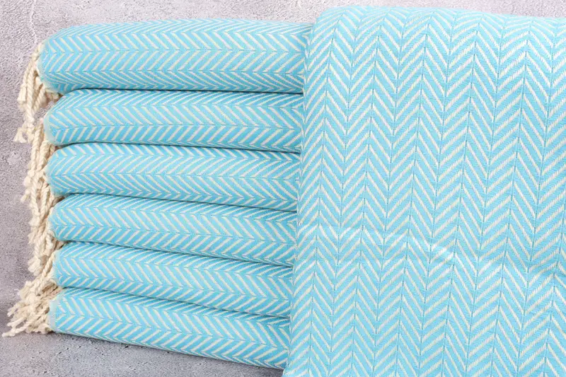 Personalisiertes türkisches Handtuch Bio-Strandtuch Beige Chevron, 40x71 Zoll