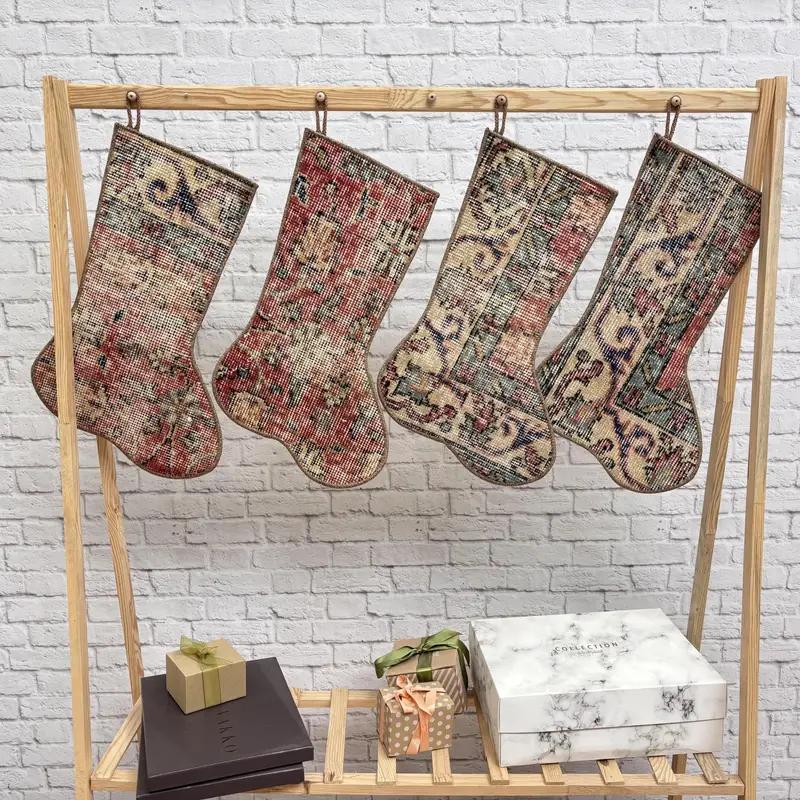 Rainbow Ornaments Christmas Stocking, 9 Inch Wide Festive Stocking