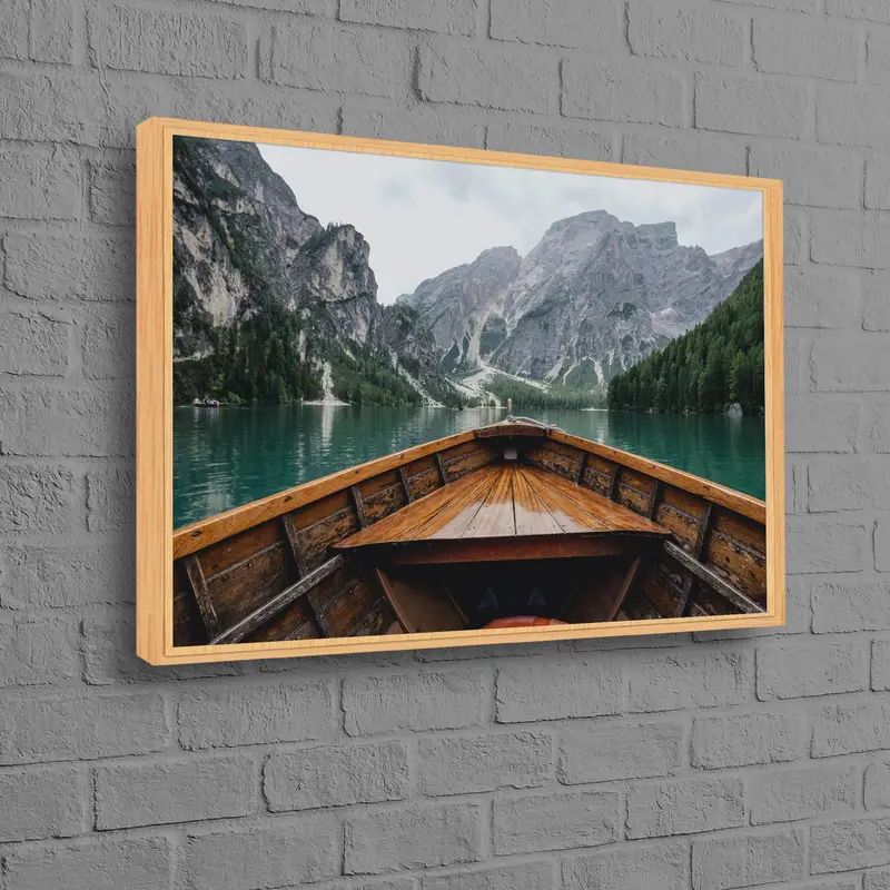 エレガントな川の山の自然の風景農家プリントキャンバス