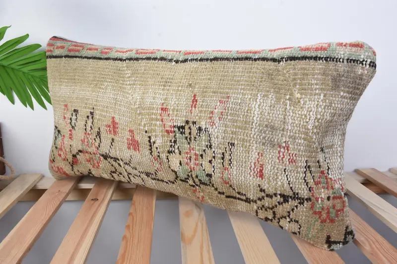 12x24 Beige Cushion Case, Pillow for Sofa, Nautical Throw Cushion, Turkish Pillow, Kilim Pillow Cover, Crochet Pattern Cushion Case, Pillow Case - 4
