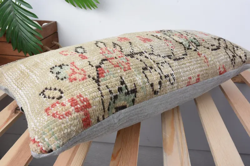 12x24 Beige Cushion Case, Pillow for Sofa, Nautical Throw Cushion, Turkish Pillow, Kilim Pillow Cover, Crochet Pattern Cushion Case, Pillow Case - 6