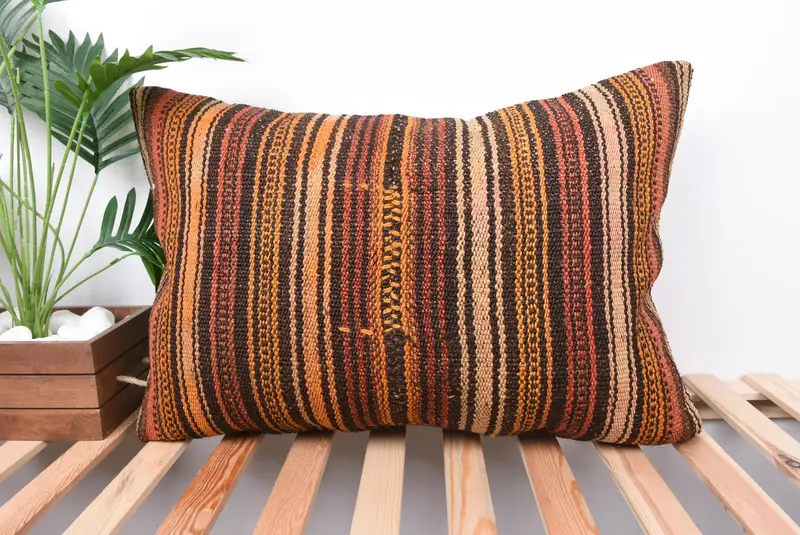 Natural Pillow Cover, Vintage Kilim Pillow, Accent Cushion Cover, Kilim Pillow, Nomadic Pillow Case, Boho Pillow, 20x28 Red Pillow Sham, Cushion - 1