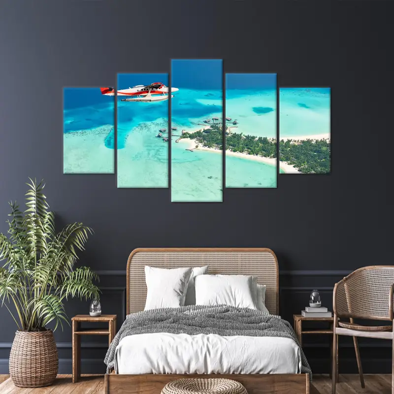 Seaplane Canvas Art, Sea Landscape, Tropical Landscape, Blue Canvas Decor, Seascape Art Decor, Sea Wall Hanging Art, Home Decor Art - 10