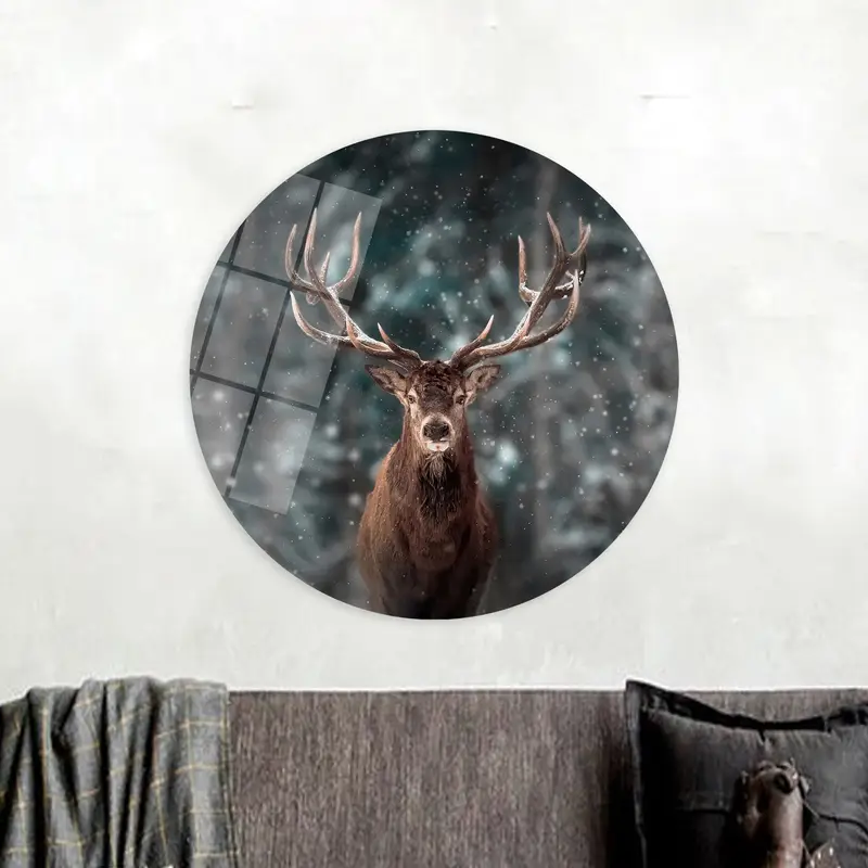 Elegant Deer Forest Canvas: Winter Wonderland Art Print