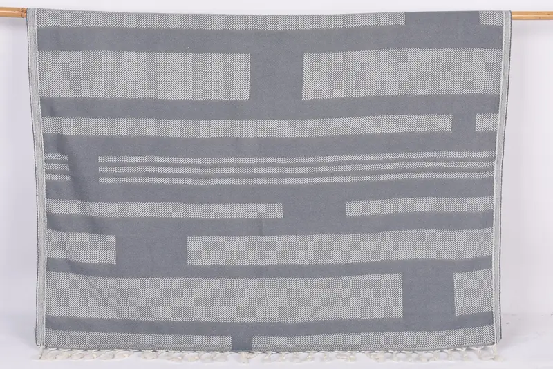 Personalized Beach Towel Dark Gray Chevron, Handmade, 67x38 Inches