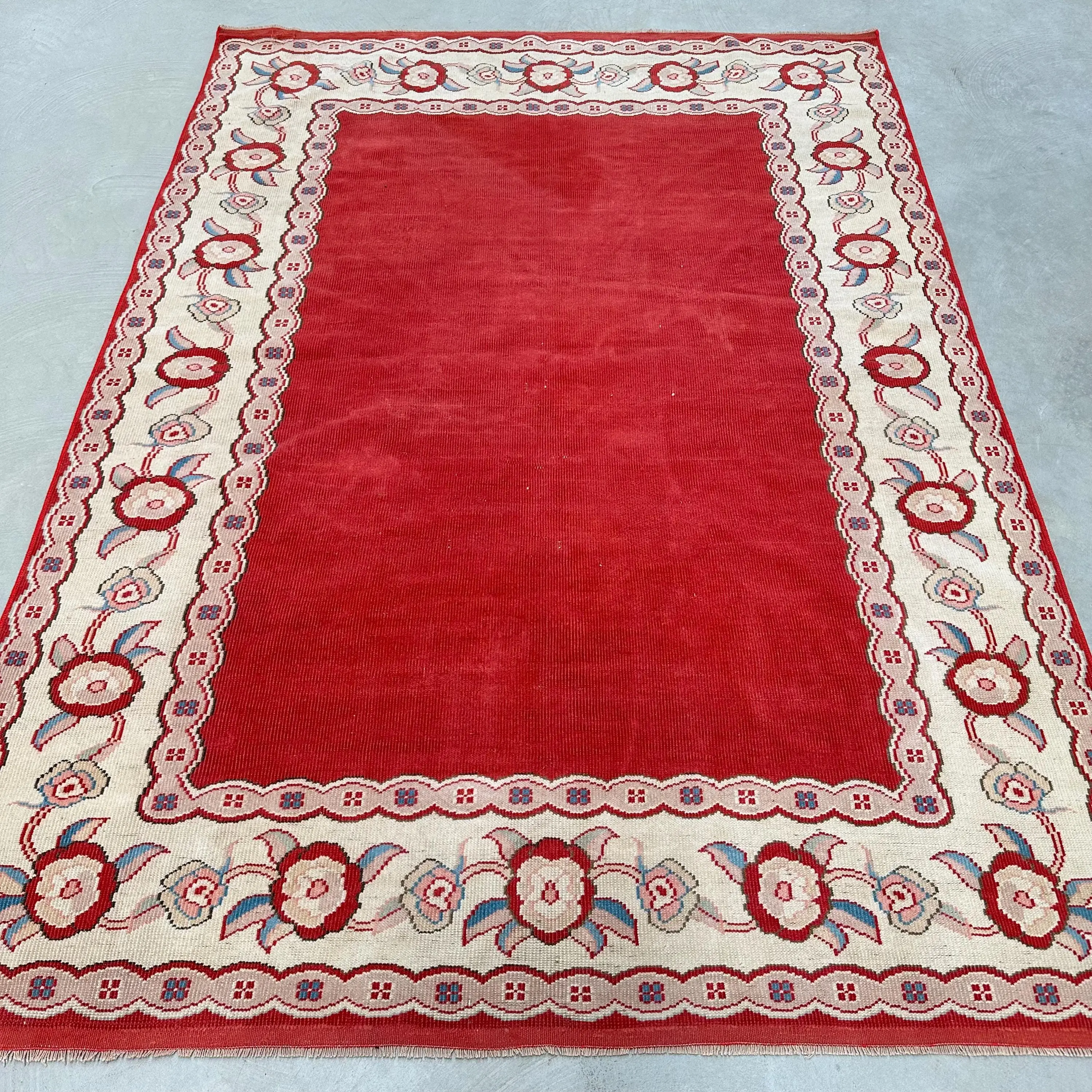 5.6x7.8 ft Turkish Rug, Large Vintage Rug, Red Floral Rug - 1