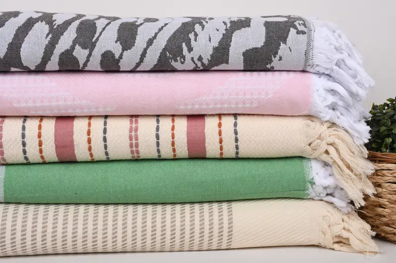 Personalized Gifts, Housewarming Gift, 80x60 Cotton Set of 5 Towel, Turkish Blanket, Turkish Bedspread, Organic Beach Blanket, Unique Gift - 3