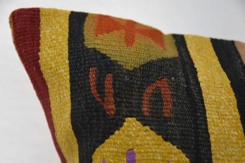 Kilim Pillow, 32x32 Orange Cushion Cover, Sustainable Cushion, Gift Pillow, Cushion Cover, Pillow for Sofa, Yoga Cushion Cover - 2