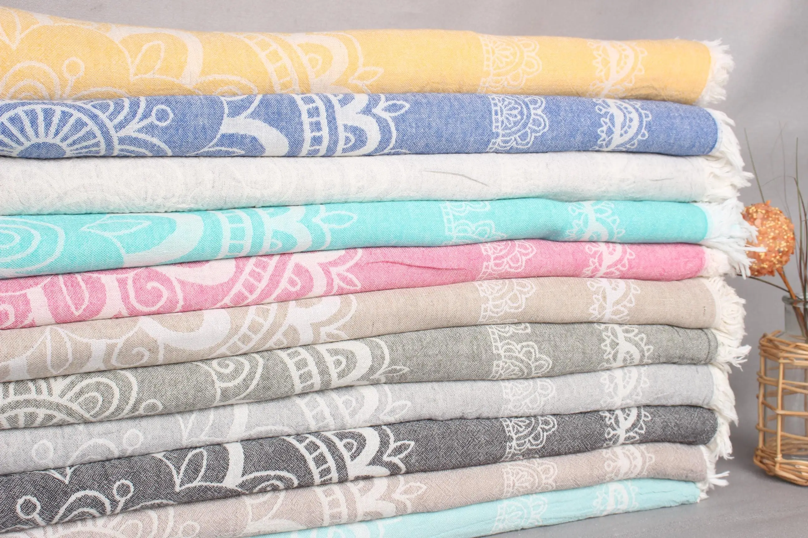 Turkish Blanket Ethnic Design Throw 79x87 Inches, Cotton, Striped Pattern - 1