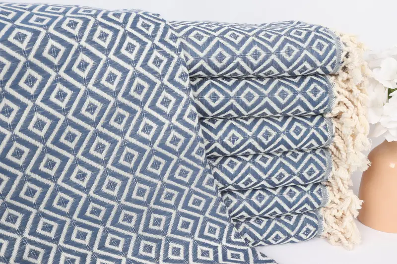 Turkish Beach Towel Petrol Blue Monogrammed, 40x71 Inches