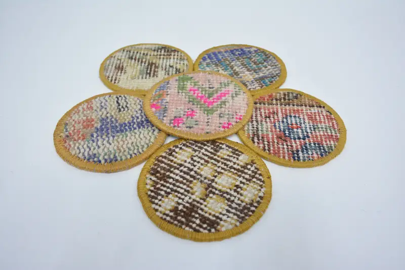 Bohem Yuvarlak Bardak Altlığı, Kaymaz Destekli Kahverengi ve Bronz Bardak Altlığı