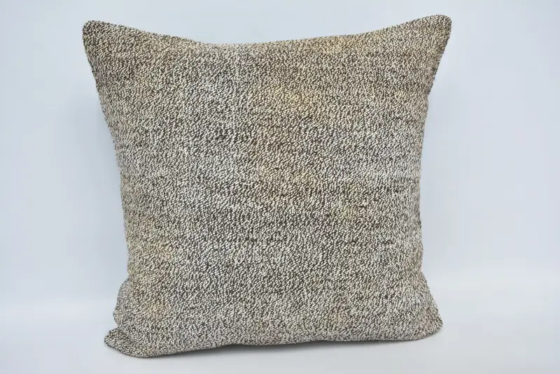 Handgefertigtes 24x24 Braun & Beige Kariertes Kissen, Vintage Kissen