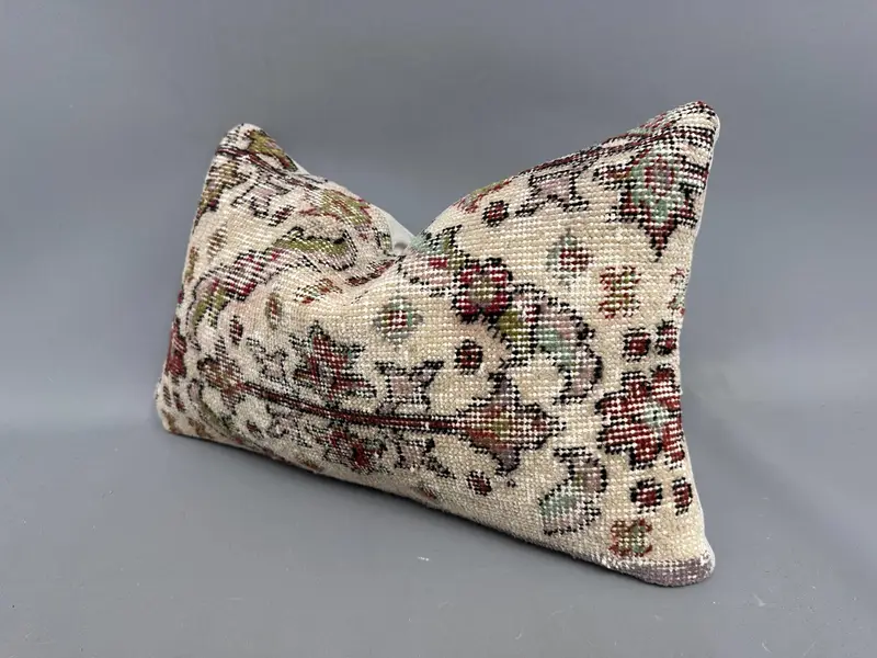 Cushion Cover, 12x20 Beige Cushion, One Of A Kind Pillow Sham, Authentic Pillow, Ethnical Kilim Rug Pillow, Throw Kilim Pillow, Gift Pillow - 3